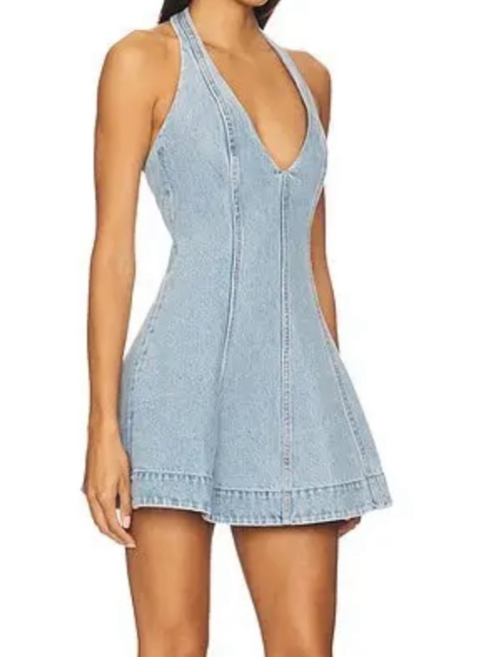 Steve Madden Light Blue Denim Halter Mini Dress